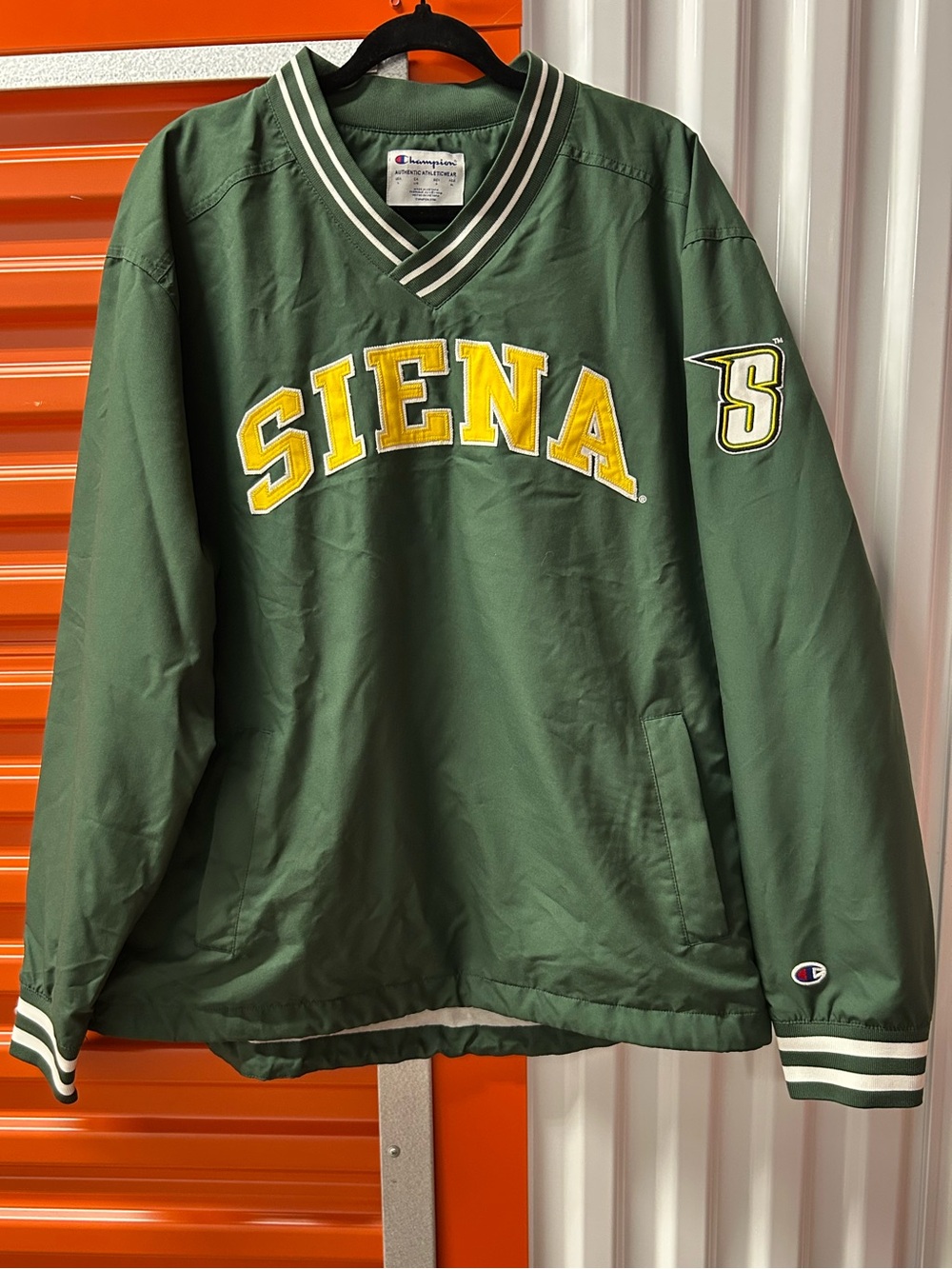 VTG Champion Siena College Saints Pullover Windbreaker Jacket Green L Y2K